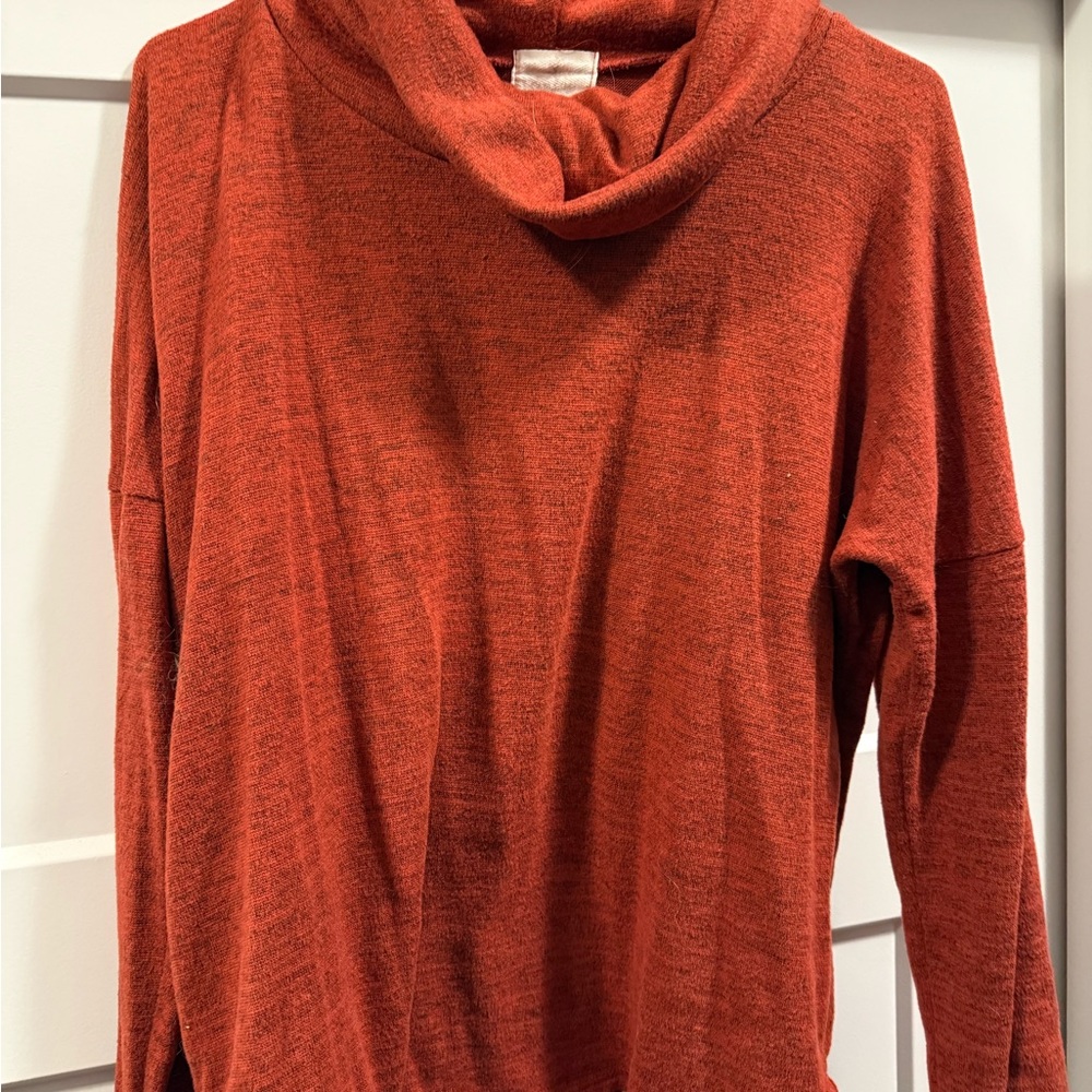 Cozy Cowl Neck Sweater in Rust